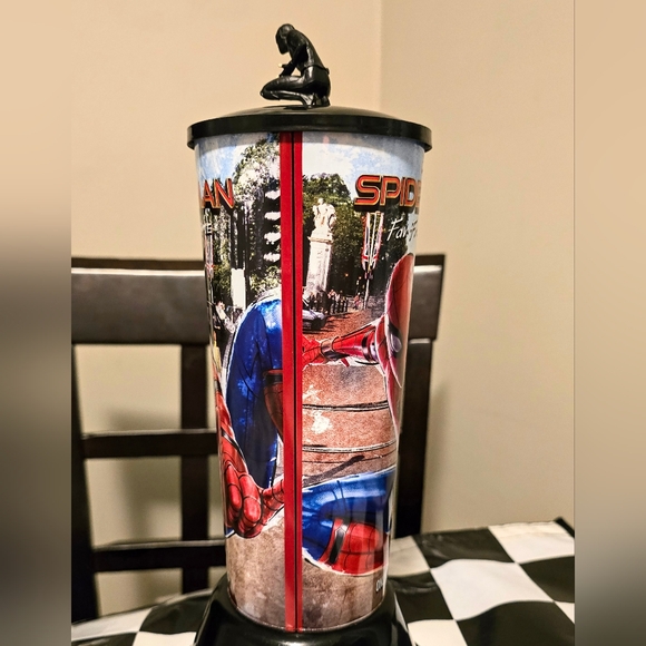 5/$50 EUC Spiderman Far From Home Cinema Reusable Cup Black Spiderman Topper - Picture 11 of 14